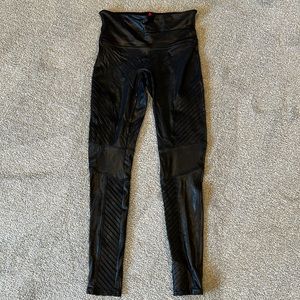 Spanx Faux Leather Moto Leggings - very black